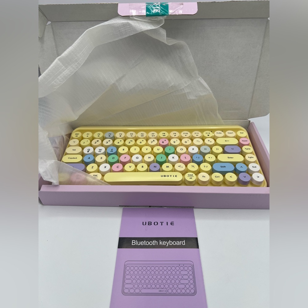 UBOTIE Bluetooth Portable Computer Keyboard Mini Wireless (Colorful Yellow) - Picture 5 of 16